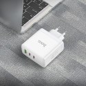 Ładowarka sieciowa do telefonu Hoco 2 x USB C + USB A GaN QC PD 65W N30 biała