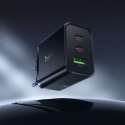 Ładowarka sieciowa do telefonu Hoco 2x USB C + USB A QC3.0 PD 3A 65W N75 czarna