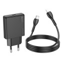 Ładowarka sieciowa do telefonu Hoco Slim USB C QC PD 20W + kabel USB C do Lightning N37 czarna