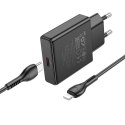 Ładowarka sieciowa do telefonu Hoco Slim USB C QC PD 20W + kabel USB C do Lightning N37 czarna