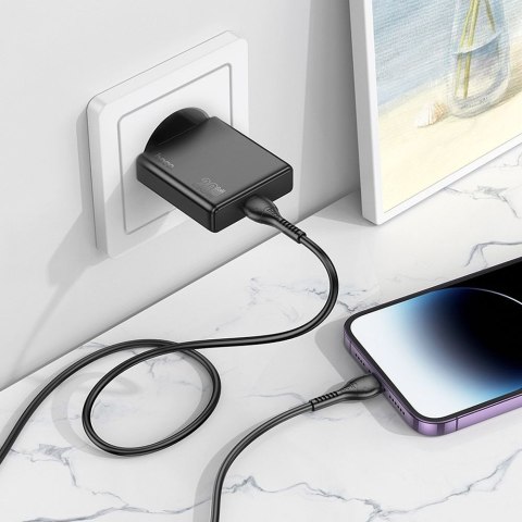 Ładowarka sieciowa do telefonu Hoco Slim USB C QC PD 20W + kabel USB C do Lightning N37 czarna
