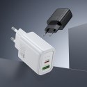 Ładowarka sieciowa do telefonu Hoco USB A + USB C QC3.0 PD 3A 30W N63 biała