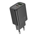 Ładowarka sieciowa do telefonu Hoco USB A + USB C QC3.0 PD 3A 30W N63 czarna