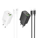 Ładowarka sieciowa do telefonu Hoco USB A + USB C QC3.0 PD 3A 30W + kabel USB C do Lightning N63 czarna