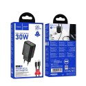 Ładowarka sieciowa do telefonu Hoco USB A + USB C QC3.0 PD 3A 30W + kabel USB C do Lightning N63 czarna
