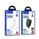 Ładowarka sieciowa do telefonu Hoco USB A + USB C QC3.0 PD 3A 30W + kabel USB C do Lightning N63 czarna