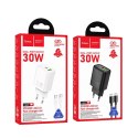 Ładowarka sieciowa do telefonu Hoco USB A + USB C QC3.0 PD 3A 30W + kabel USB C do USB C N63 czarna