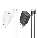 Ładowarka sieciowa do telefonu Hoco USB C QC PD 20W + kabel USB C do USB C N60 czarna