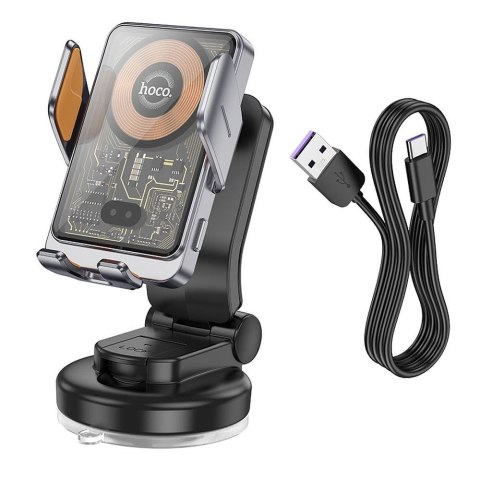 Uchwyt na telefon do samochodu indukcyjny Hoco 15 W do szyby / deski HW8 czarny