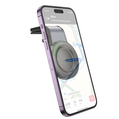 Uchwyt na telefon do samochodu magnetyczny zgodny z MagSafe Hoco do kratki H59 czarny