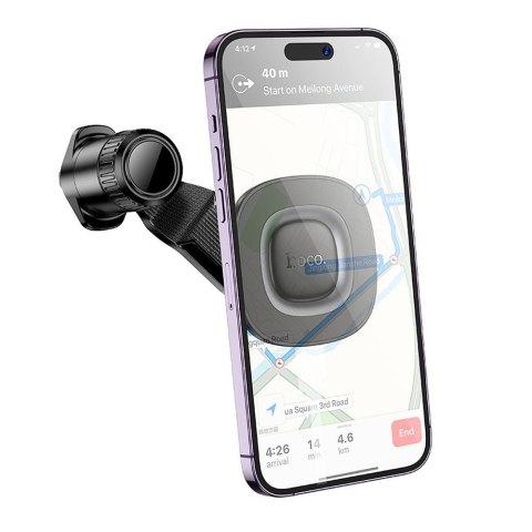 Uchwyt na telefon do samochodu magnetyczny zgodny z MagSafe Hoco do kratki H74 czarno szary