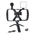 Uchwyt selfie z pilotem bezprzewodowym tripod z LED / mikrofonem do streamów TL-49T czarny