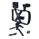 Uchwyt selfie z pilotem bezprzewodowym tripod z LED / mikrofonem do streamów TL-49T czarny