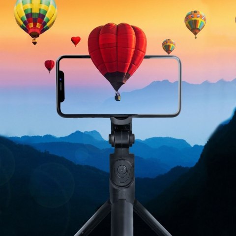 Uchwyt selfie z pilotem bezprzewodowym tripod z lusterkiem SSTR-11 czarny