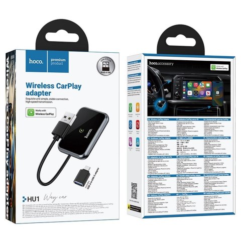 Bezprzewodowy adapter CarPlay Hoco USB A / USB C HU1 czarny