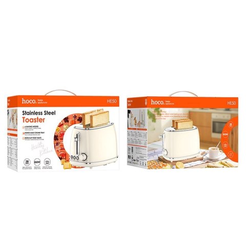 Toster Hoco w stylu Retro 850W HE50 biały