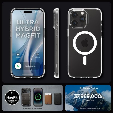 SPIGEN futerał ULTRA HYBRID MAG kompatybilny z MagSafe do IPHONE 15 Pro white
