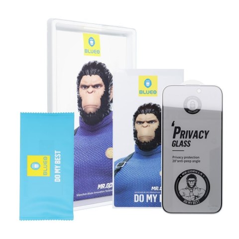 Szkło Hartowane 5D do Samsung S25 EDGE Mr. Monkey Glass (Anti-Peep Strong Privacy) czarne