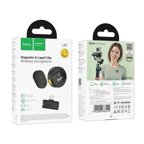 Mikrofon bezprzewodowy USB C Hoco L21 czarny