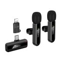 Mikrofon bezprzewodowy podwójny Lightning / USB C Hoco L20A czarny