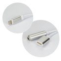 Adapter AUX 2w1 Lightning (męski) do Lightning (żeński) / Jack 3,5 mm (żeński) srebrny