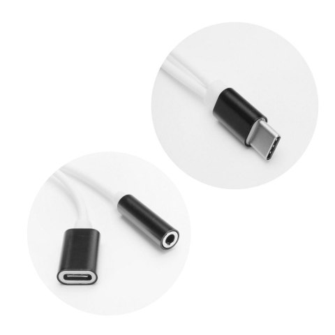 Adapter AUX 2w1 Typ C (męski) do Typ C (żeński) / Jack 3,5 mm (żeński) czarny