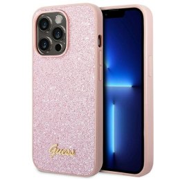 GUESS futerał do IPHONE 14 Pro Max GUHCP14XHGGSHP (Glitter Flakes Script Metal Logo) różowy