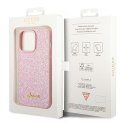 GUESS futerał do IPHONE 14 Pro Max GUHCP14XHGGSHP (Glitter Flakes Script Metal Logo) różowy