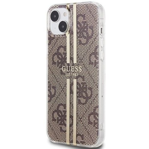 GUESS futerał do IPHONE 15 Plus GUHCP15MH4PSEGW (4G Gold Stripe) brązowy