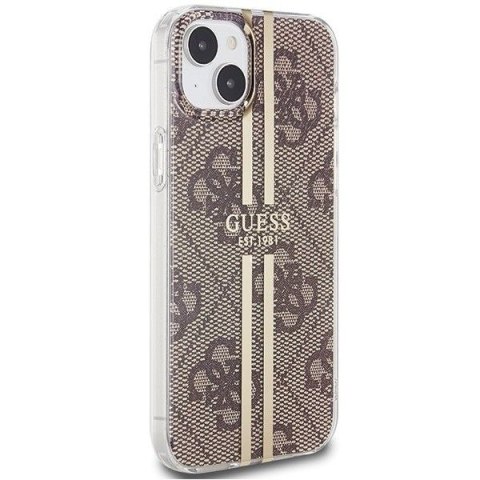 GUESS futerał do IPHONE 15 Plus GUHCP15MH4PSEGW (4G Gold Stripe) brązowy