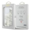 GUESS futerał do IPHONE 15 Pro GUHCP15LLFCSEGT (Liquid Glitter Gold Stripes) transparentny