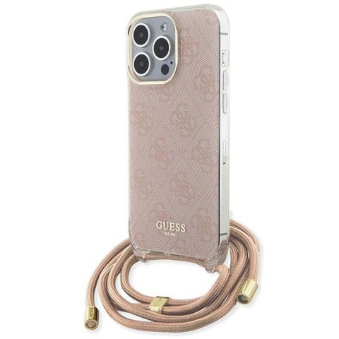 Guess GUESS futerał do IPHONE 15 Pro Max GUHCP15XHC4SEP (Crossbody Cord 4G Print) różowy