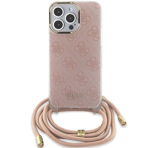Guess GUESS futerał do IPHONE 15 Pro Max GUHCP15XHC4SEP (Crossbody Cord 4G Print) różowy