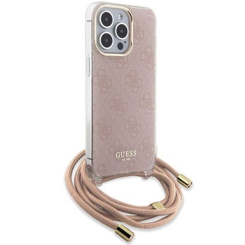 Guess GUESS futerał do IPHONE 15 Pro Max GUHCP15XHC4SEP (Crossbody Cord 4G Print) różowy