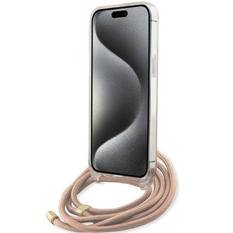 Guess GUESS futerał do IPHONE 15 Pro Max GUHCP15XHC4SEP (Crossbody Cord 4G Print) różowy