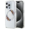 GUESS futerał do IPHONE 15 Pro Max kompatybilny z MagSafe GUHMP15XHFWFCT (Flowers Wreath) transparentny