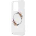 GUESS futerał do IPHONE 15 Pro Max kompatybilny z MagSafe GUHMP15XHFWFCT (Flowers Wreath) transparentny