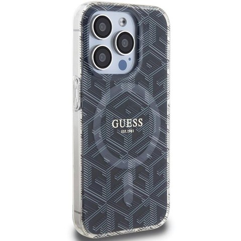GUESS futerał do IPHONE 15 Pro Max kompatybilny z MagSafe GUHMP15XHGCUSTGK (IML GCUBE) czarny