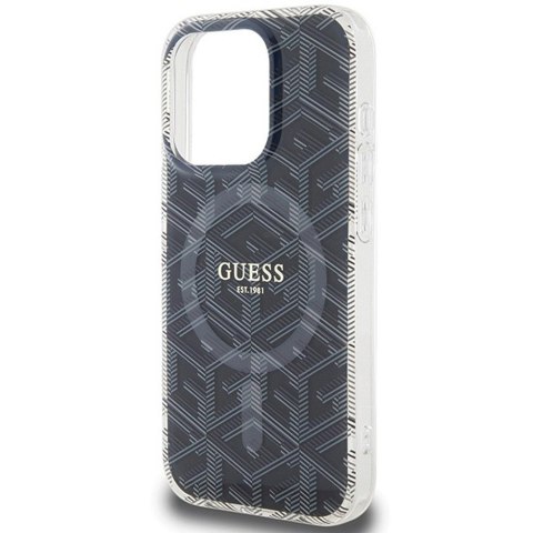 GUESS futerał do IPHONE 15 Pro Max kompatybilny z MagSafe GUHMP15XHGCUSTGK (IML GCUBE) czarny