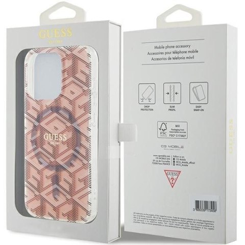 GUESS futerał do IPHONE 15 Pro Max kompatybilny z MagSafe GUHMP15XHGCUSTGP (IML GCUBE) różowy