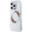 GUESS futerał do IPHONE 15 Pro kompatybilny z MagSafe GUHMP15LHFWFCT (Flowers Wreath) transparentny