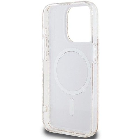 GUESS futerał do IPHONE 15 Pro kompatybilny z MagSafe GUHMP15LHGCUSTGW (IML GCUBE) brązowy