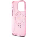 GUESS futerał do IPHONE 15 Pro kompatybilny z MagSafe GUHMP15LHRSGSP (Glitter Script Logo Ring stand) różowy