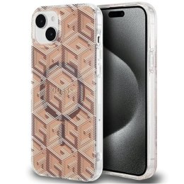 GUESS futerał do IPHONE 15 kompatybilny z MagSafe GUHMP15SHGCUSTGW (IML GCUBE) brązowy