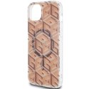 GUESS futerał do IPHONE 15 kompatybilny z MagSafe GUHMP15SHGCUSTGW (IML GCUBE) brązowy