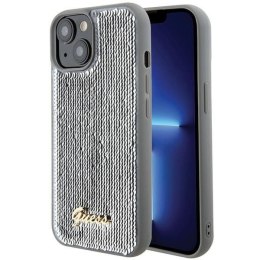 GUESS futerał do IPHONE 13 / 14 / 15 GUHCP15SPSFDGSS (Sequin Script Metal) srebrny