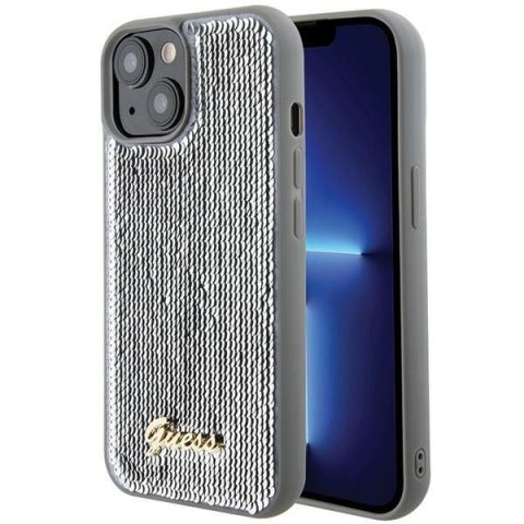 GUESS futerał do IPHONE 13 / 14 / 15 GUHCP15SPSFDGSS (Sequin Script Metal) srebrny