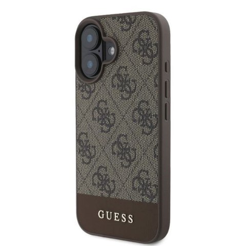 GUESS futerał do IPHONE 16 GUHCP16SG4GLBR (PC/TPU 4G PU Bottom Stripe) brązowy