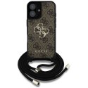 GUESS futerał do IPHONE 16 GUHCP16SP4GMGCRW (CBDY PU 4G Big Logo W/Cord Strap) brązowy