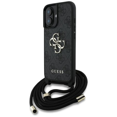 GUESS futerał do IPHONE 16 Plus GUHCP16MP4GMGCRK (CBDY PU 4G Big Logo W/Cord Strap) czarny